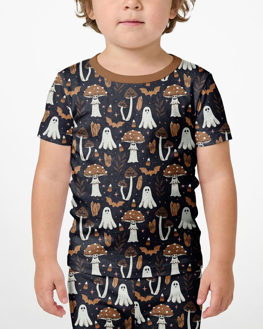 Retro Halloween Whimsy Bamboo Two Piece Short Sleeve Shorts Pajama Set