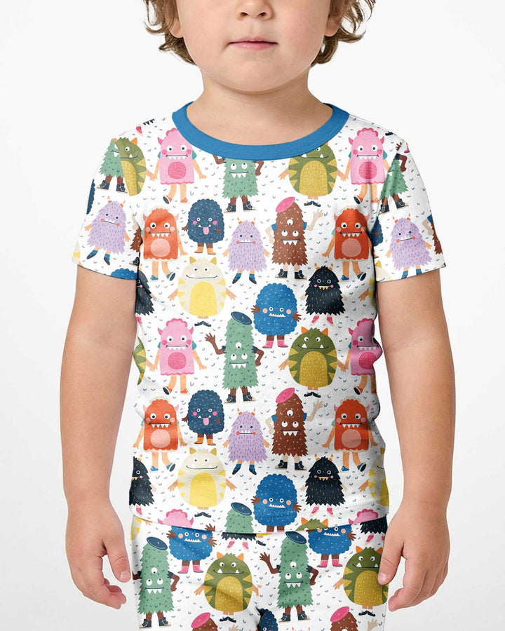 (Not So) Scary Monsters Bamboo Two Piece Short Sleeve Shorts Pajama Set