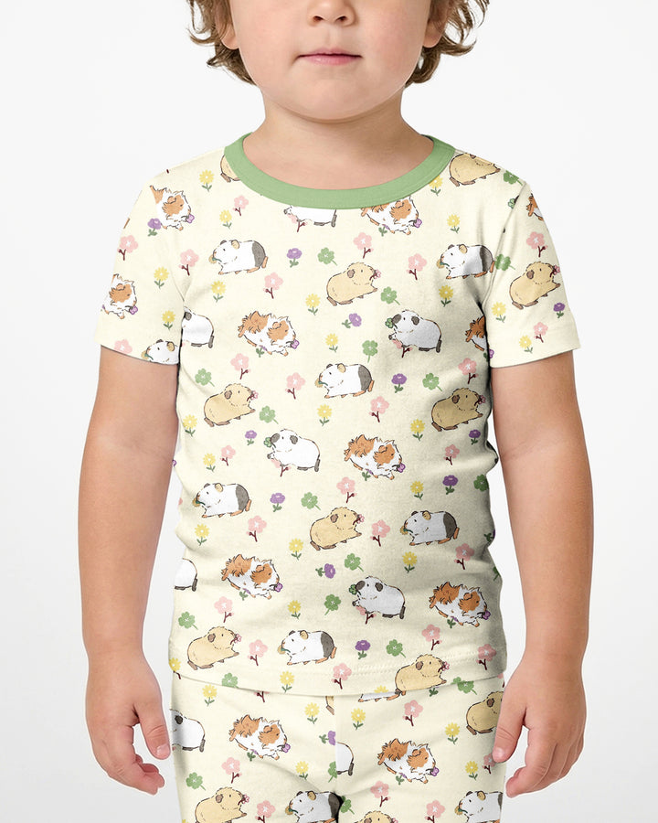 Guinea Pig Garden Bamboo Two Piece Short Sleeve Shorts Pajama Set