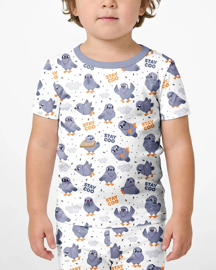 Pigeon Stay Coo Bamboo Two Piece Short Sleeve Shorts Pajama Set
