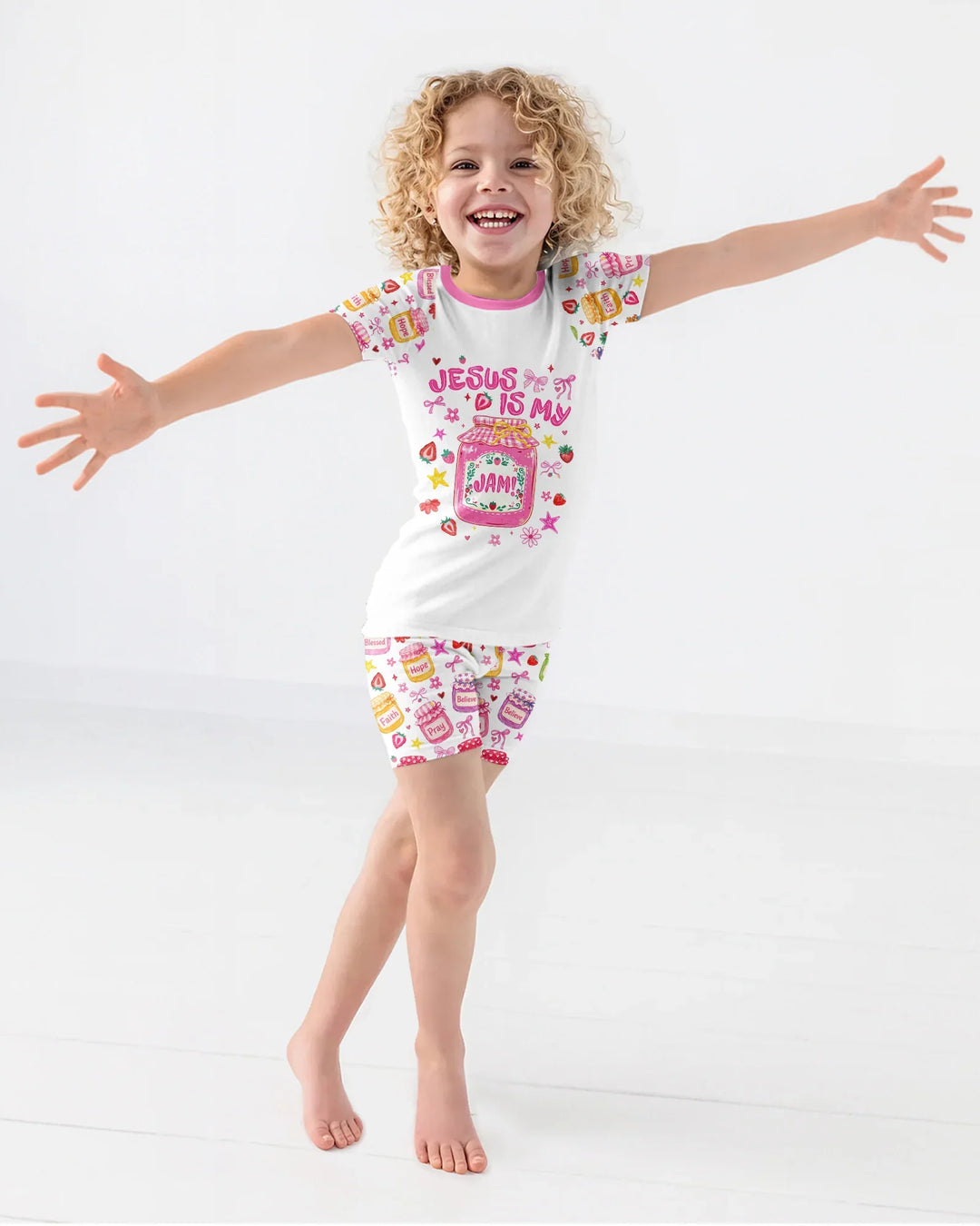 Preppy Summer Jesus Is My Jam Bamboo Two Piece Short Sleeve Shorts Pajama Set