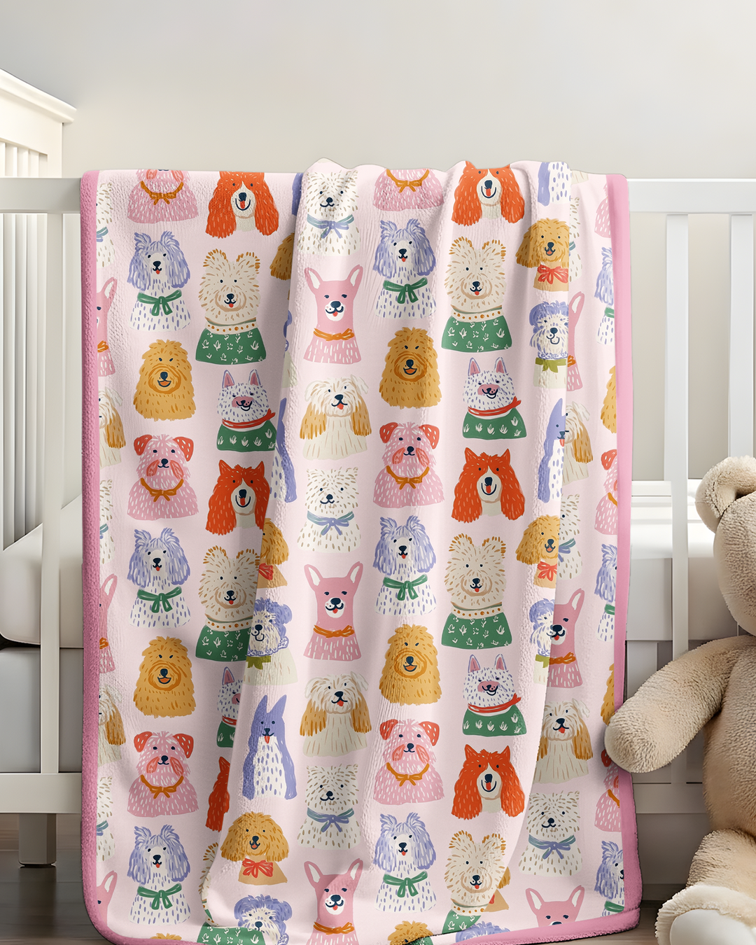 Whimsical Puppy Parade Family Matching Bamboo Blanket