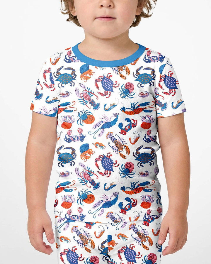 Crustacean Nation Family Matching Bamboo Two Piece Short Sleeve Shorts Pajama Set