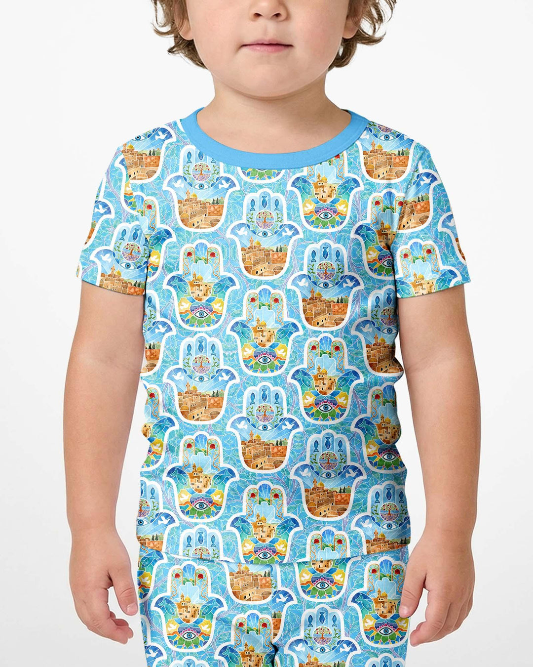 Hamsa Hand Bamboo Two Piece Short Sleeve Shorts Pajama Set