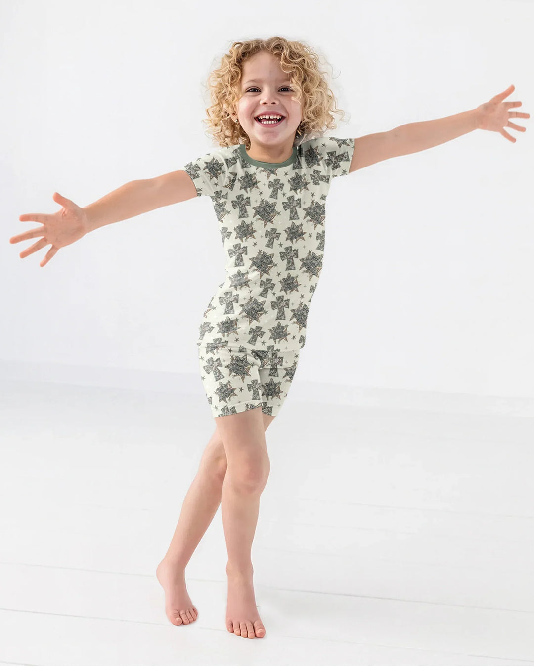 Template Bamboo Two Piece Short Sleeve Shorts Pyjamas Set