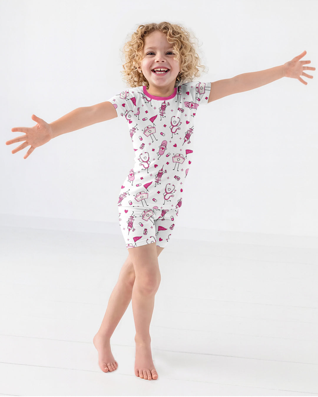 Cute Nurse Crew Bamboo Two Piece Short Sleeve Shorts Pajama Set