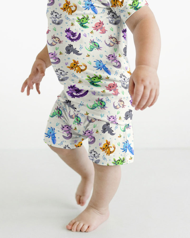 I Love You Axolotl Bamboo Two Piece Short Sleeve Shorts Pajama Set