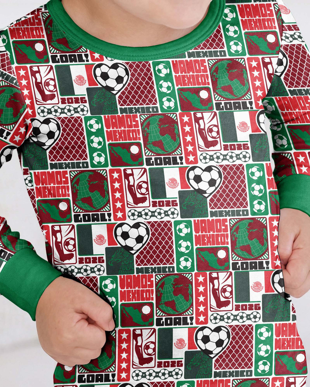 World Soccer Vamos Mexico Bamboo Two Piece Long Sleeve Pajama Set