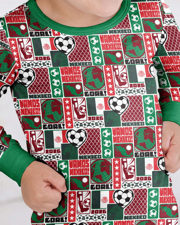 World Soccer Vamos Mexico Bamboo Two Piece Long Sleeve Pajama Set