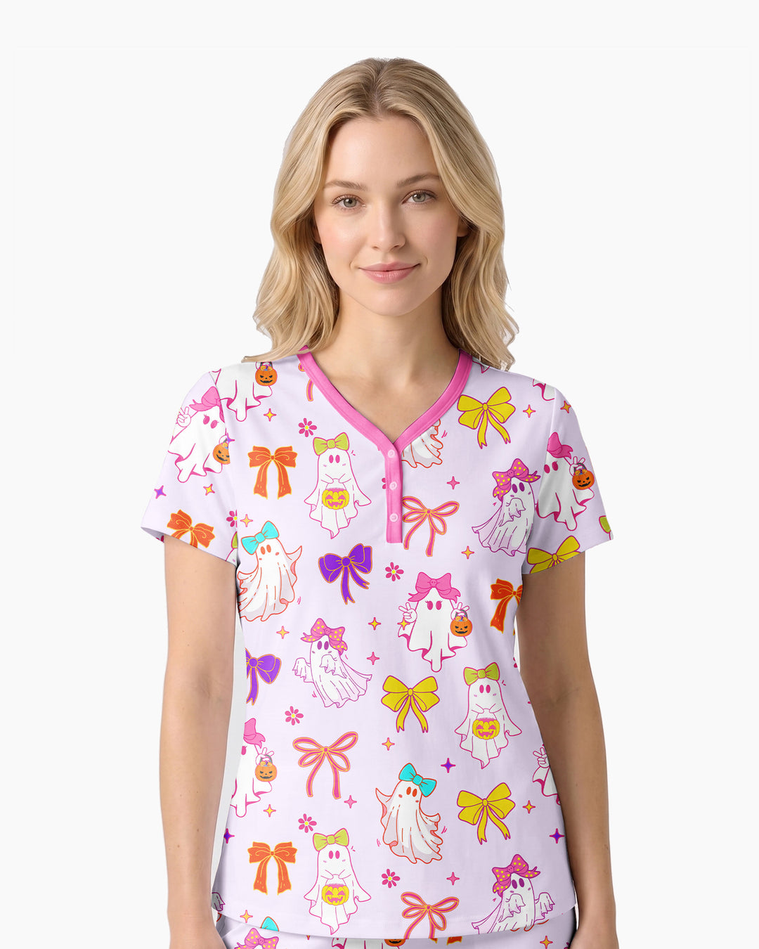 Coquette Ghost & Bow Bamboo Women Short Sleeve Short Pajama Set