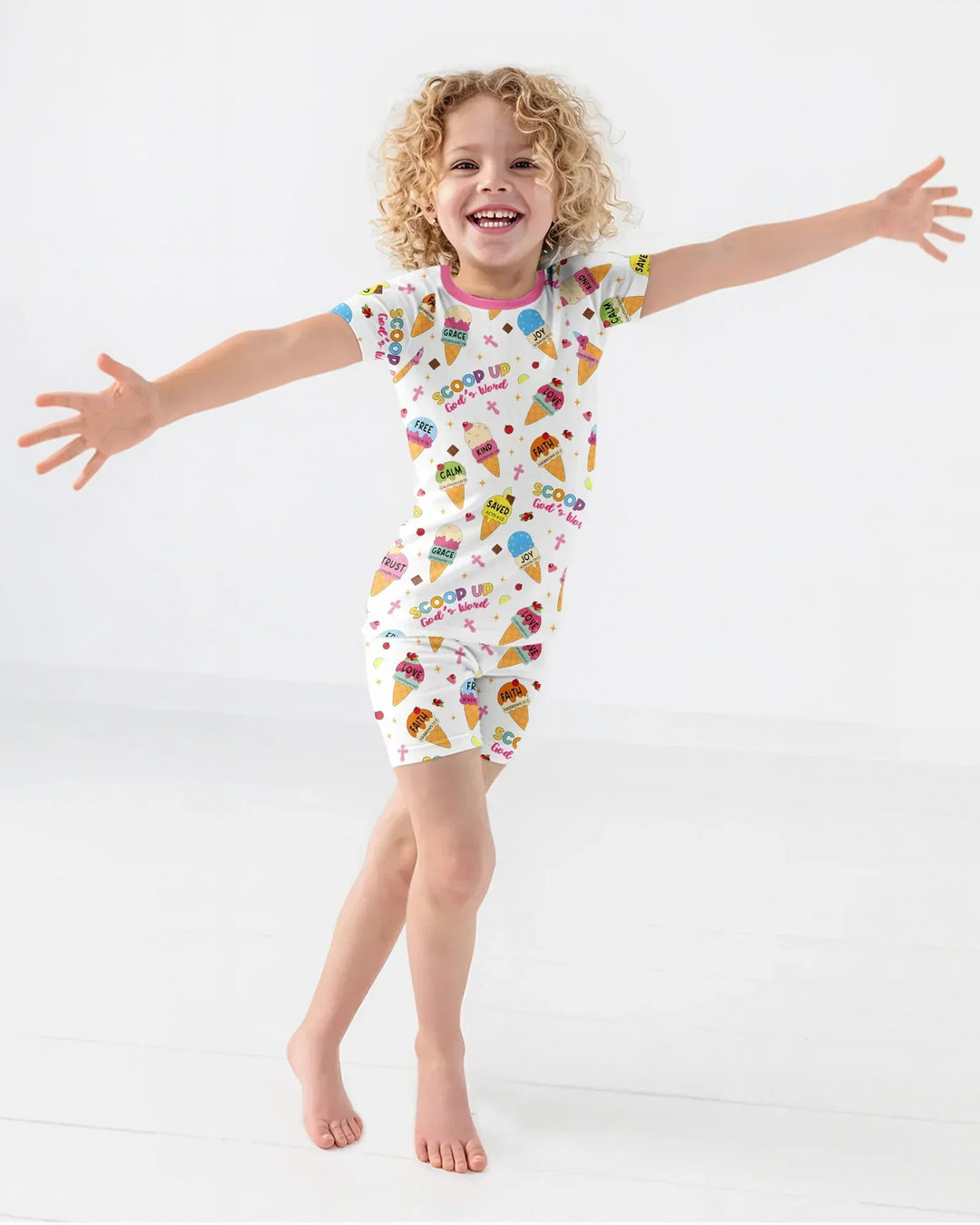 Ice Cream Summer Christian Bamboo Two Piece Short Sleeve Shorts Pajama Set