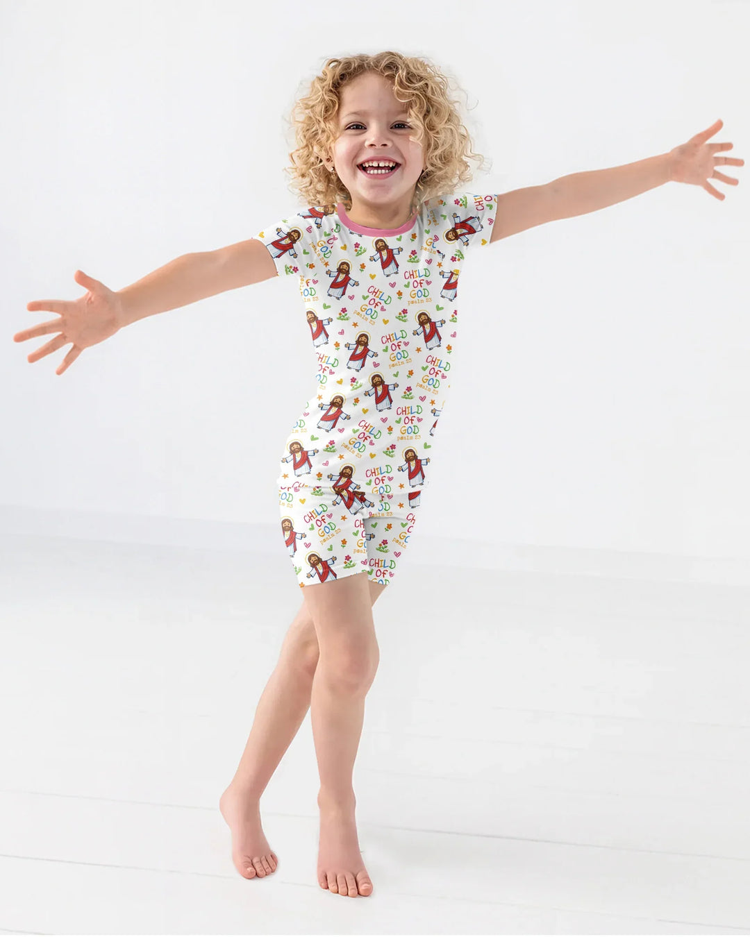 Jesus Loves Me Bamboo Two Piece Short Sleeve Shorts Pajama Set