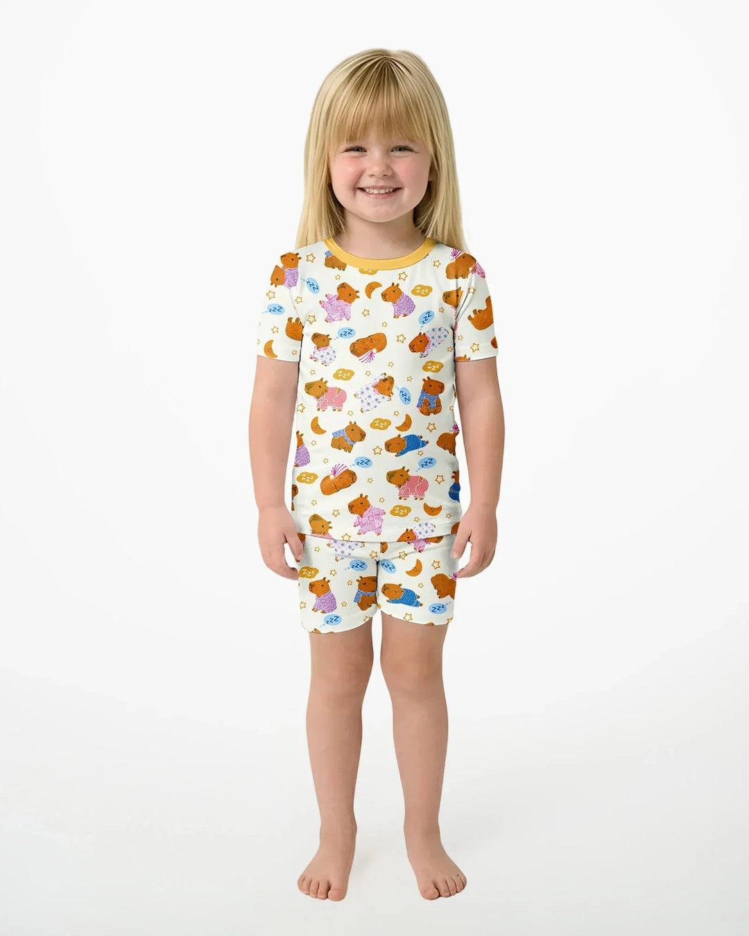 Capyjama Family Matching Bamboo Two Piece Short Sleeve Shorts Pajama Set