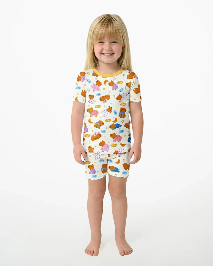 Capyjama Family Matching Bamboo Two Piece Short Sleeve Shorts Pajama Set