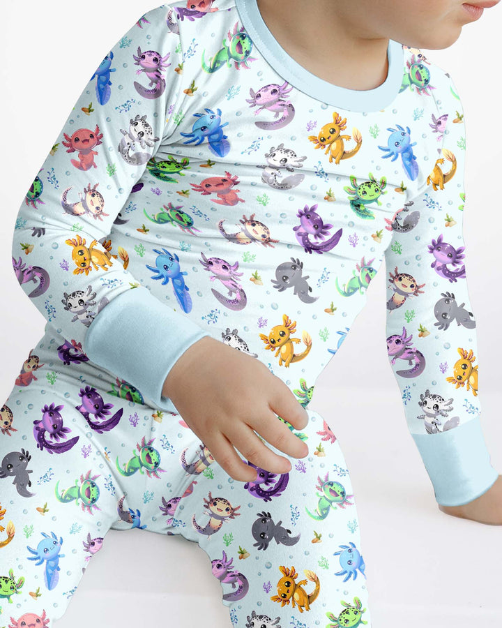 I Love You Axolotl Bamboo Two Piece Long Sleeve Pajama Set