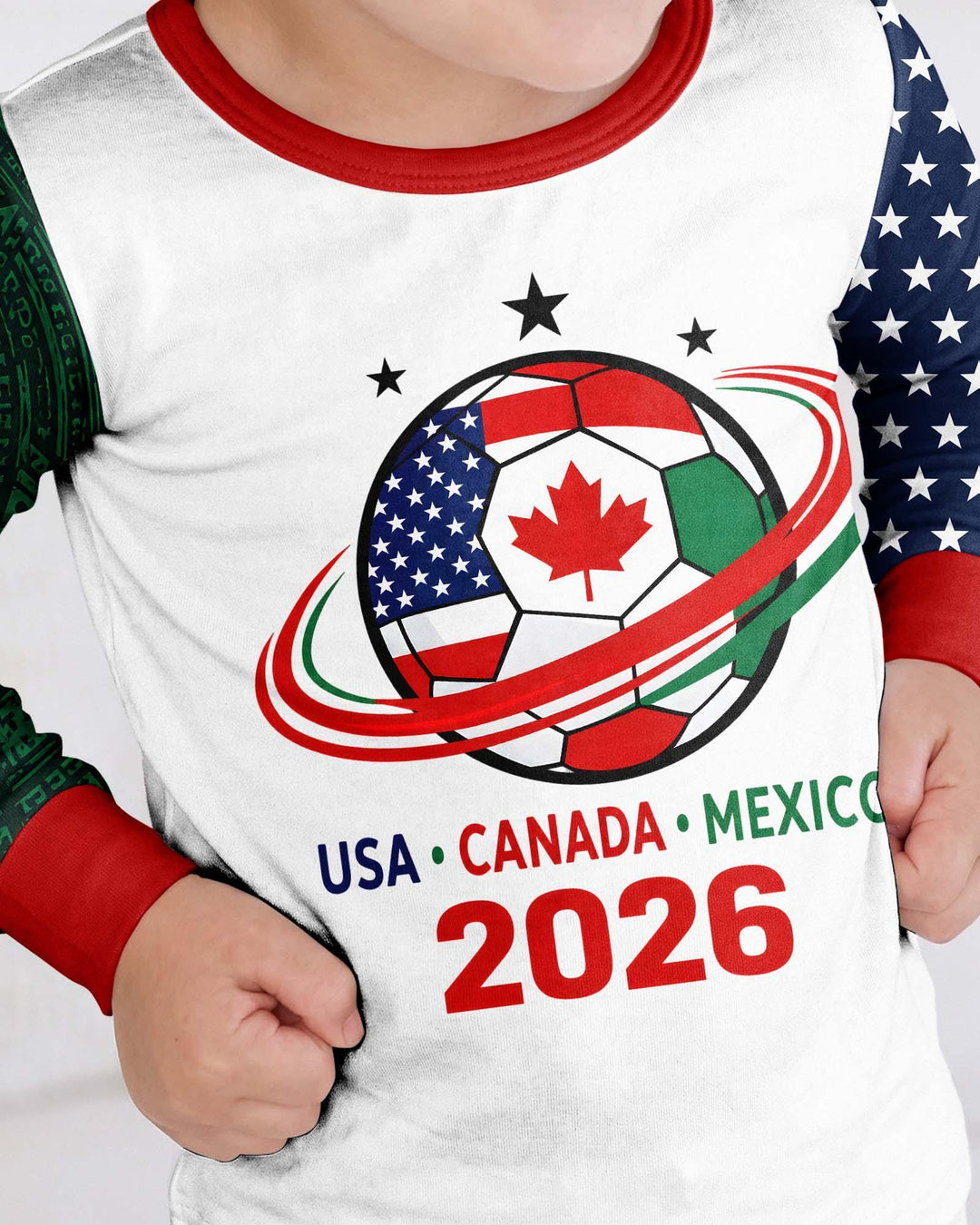 Soccer Cup USA Canada Mexico Bamboo Two Piece Long Sleeve Pajama Set