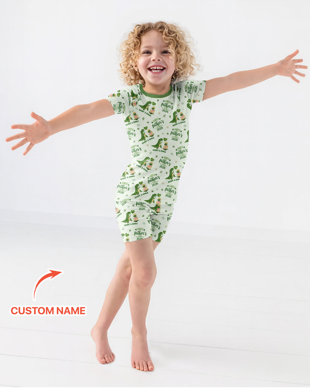 Custom Name Fathers Day 2026 Bamboo Two Piece Short Sleeve Shorts Pajama Set