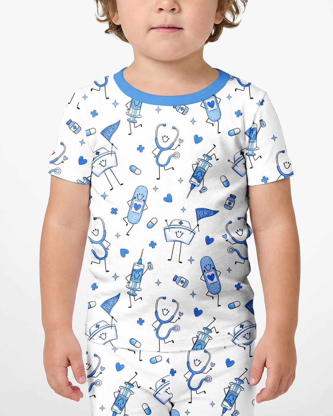 Cute Nurse Crew Bamboo Two Piece Short Sleeve Shorts Pajama Set