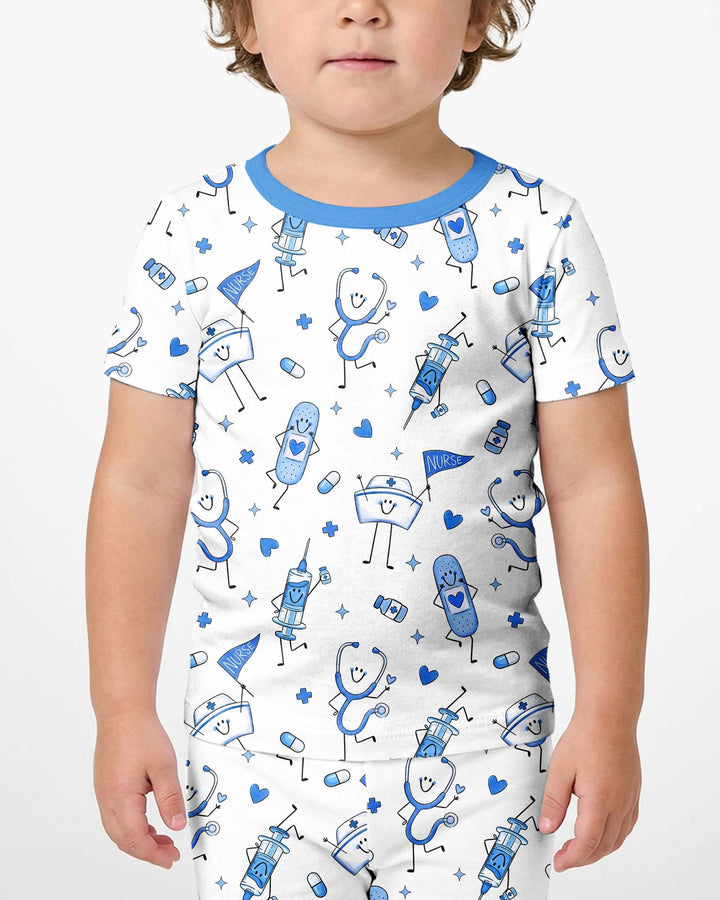 Cute Nurse Crew Bamboo Two Piece Short Sleeve Shorts Pajama Set