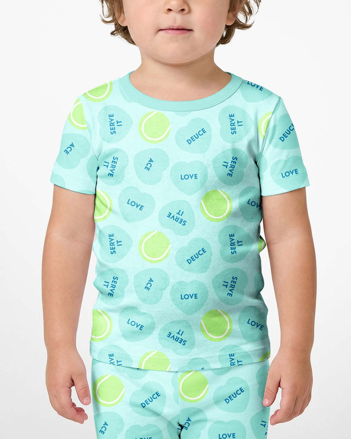 Tennis with Love Two Piece Short Sleeve Shorts Pajama Set