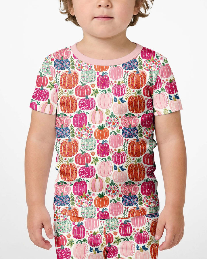 Pumpkin & Bloom Bamboo Two Piece Short Sleeve Shorts Pajama Set