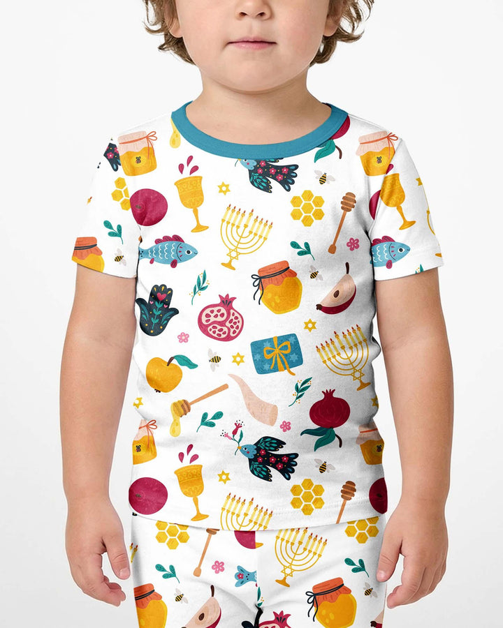 Shanah Tovah Party Bamboo Two Piece Short Sleeve Shorts Pajama Set