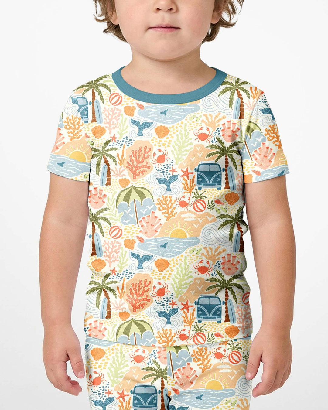 Beachy Boho Bamboo Two Piece Short Sleeve Shorts Pajama Set