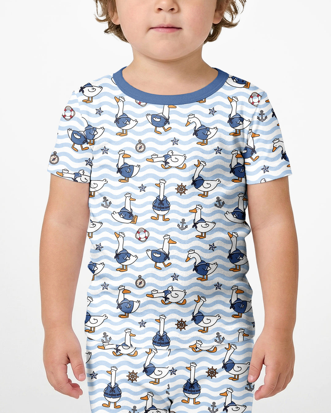 Silly Goose Sailor Bamboo Two Piece Short Sleeve Shorts Pajama Set