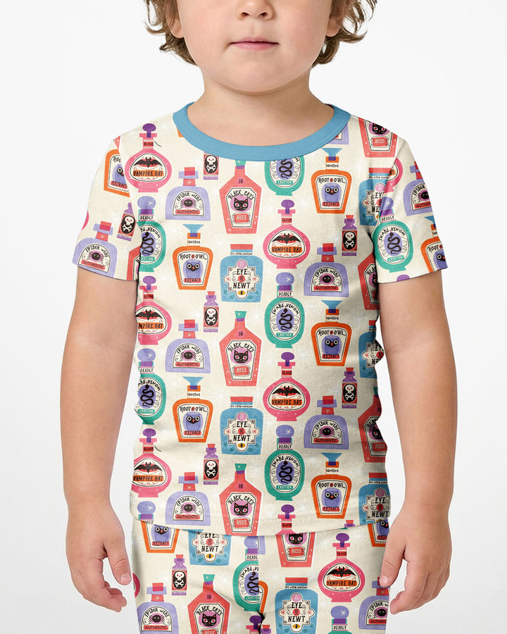 Retro Halloween Potions Bamboo Two Piece Short Sleeve Shorts Pajama Set