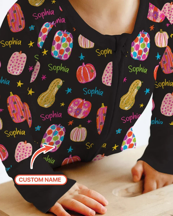 Custom Name Colorful Pumpkin Bamboo Convertible Zippy