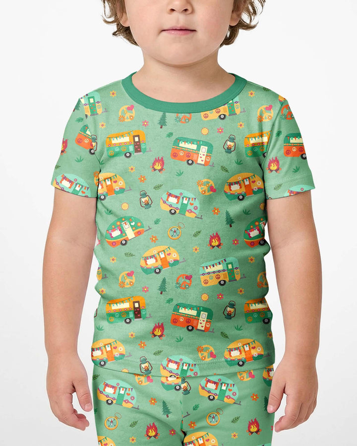 Happy Little Camper Bamboo Two Piece Short Sleeve Shorts Pajama Set