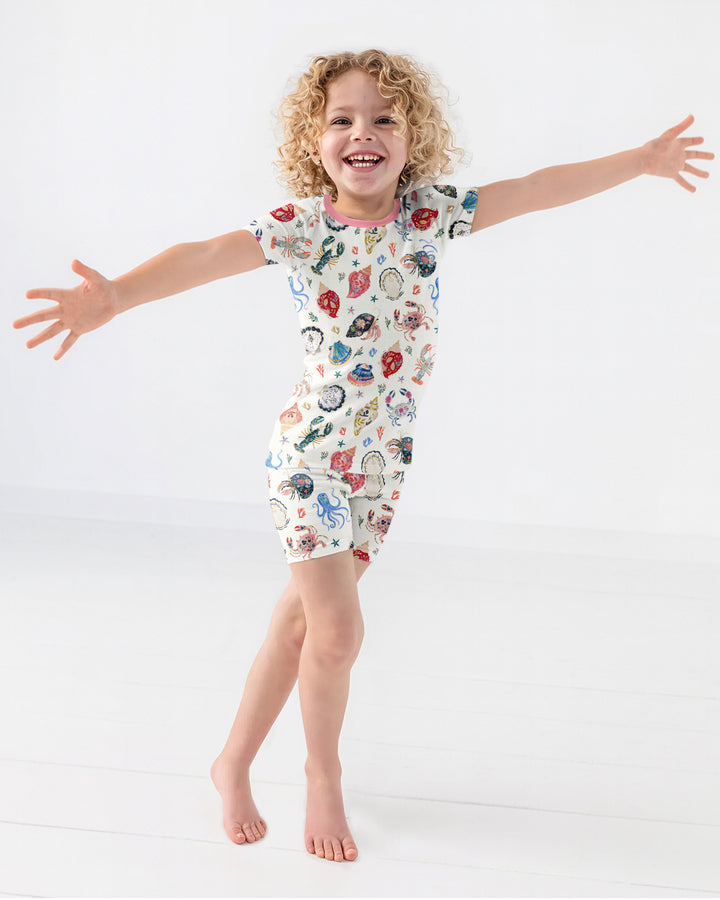 Preppy Coastal Bamboo Two Piece Short Sleeve Shorts Pajama Set