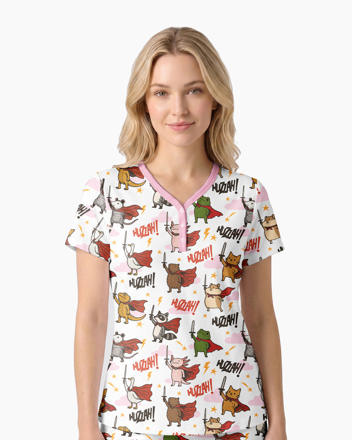 Huzzah! Huzzah! Bamboo Women Short Sleeve Short Pajama Set