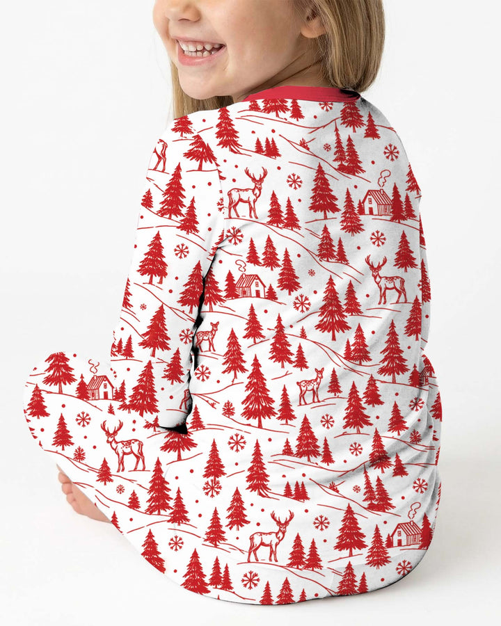 Custom Name North Pole Train Bamboo Two Piece Long Sleeve Pajama Set