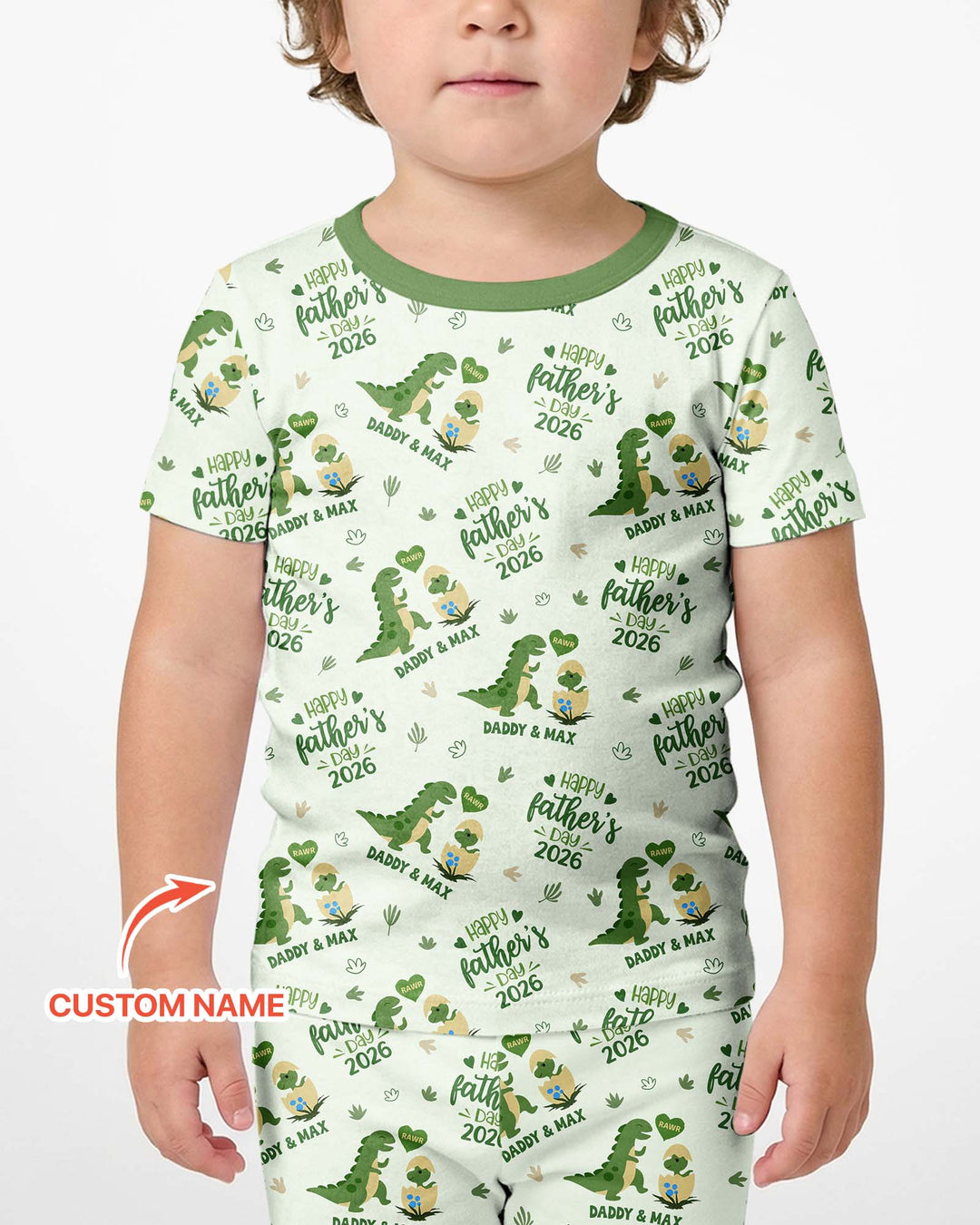 Custom Name Fathers Day 2026 Bamboo Two Piece Short Sleeve Shorts Pajama Set