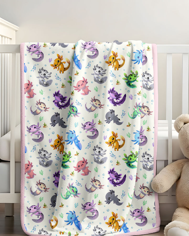 I Love You Axolotl Bamboo Blanket
