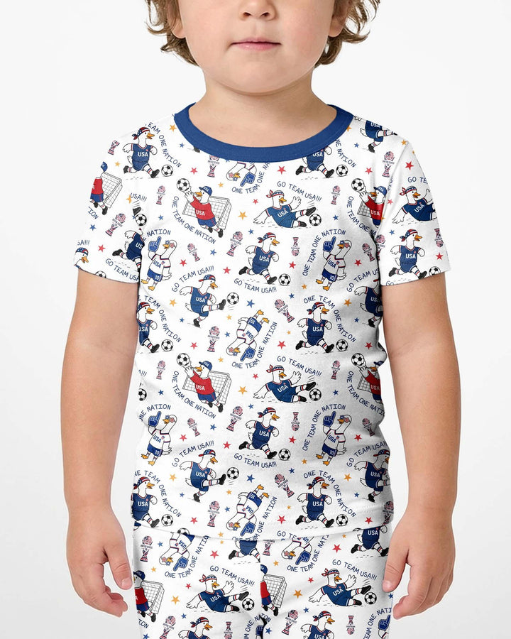 USA Soccer Goose Family Matching Bamboo Two Piece Short Sleeve Shorts Pajama Set