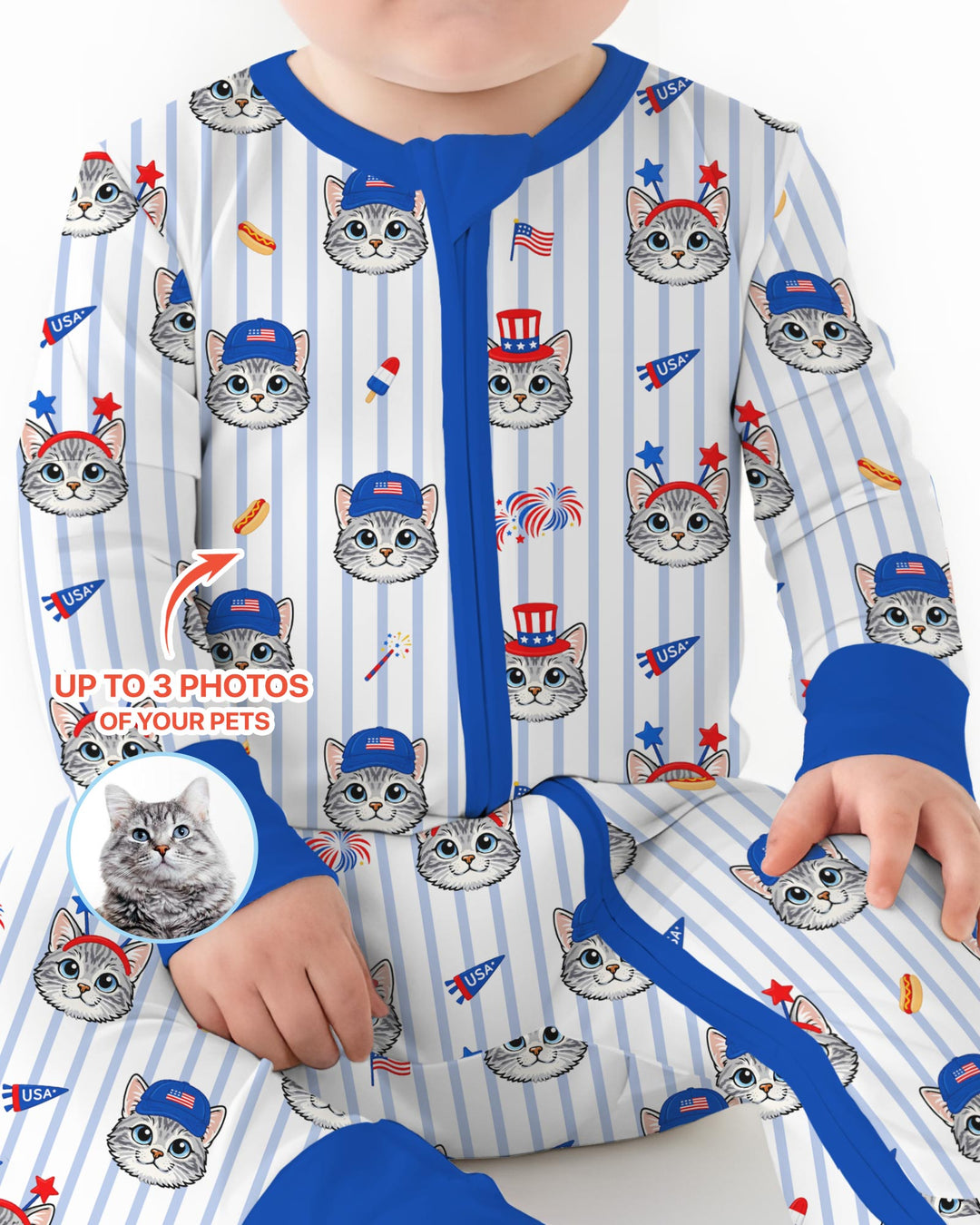 Custom Pet Image 4th of July Family Matching Bamboo Convertible Zippy