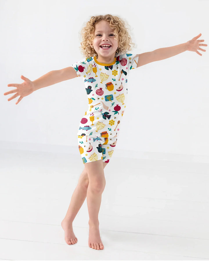 Shanah Tovah Party Bamboo Two Piece Short Sleeve Shorts Pajama Set