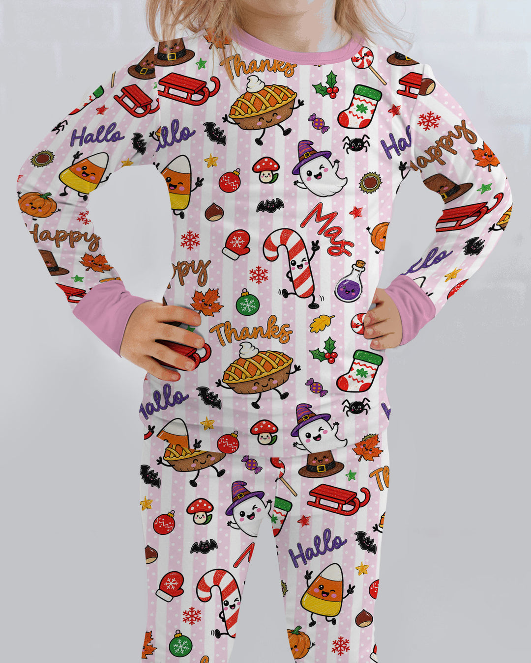 Happy Hallothanksmas Bamboo Two Piece Long Sleeve Pajama Set