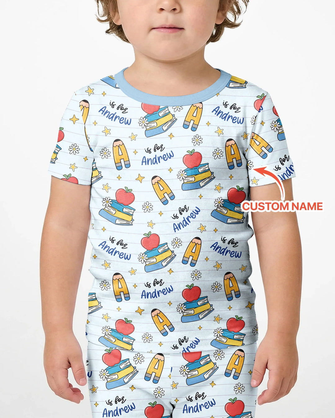 First Day of School Bamboo Two Piece Short Sleeve Shorts Pajama Set
