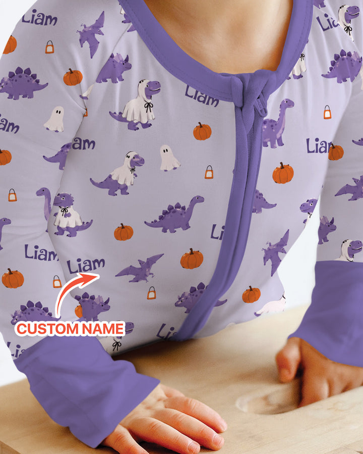 Custom Name Spooky Dinosaur Halloween - Personalized Bamboo Convertible Zippy