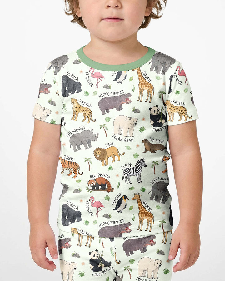 Safari Animals Bamboo Two Piece Short Sleeve Shorts Pajama Set