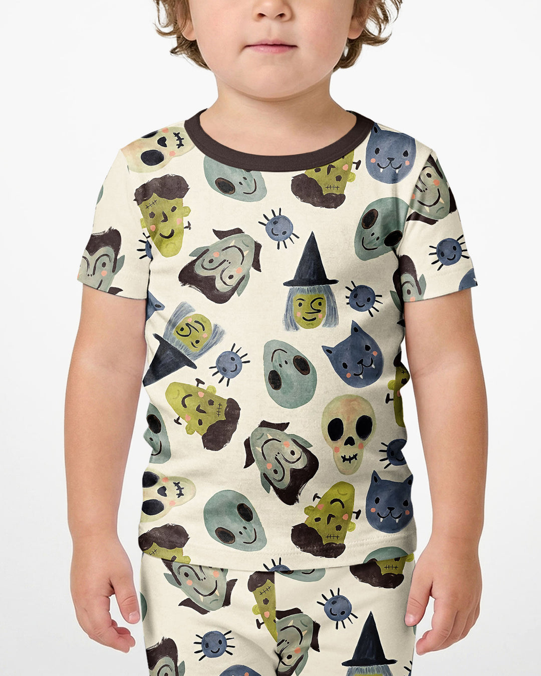 Halloween Face Bamboo Two Piece Short Sleeve Shorts Pyjamas Set