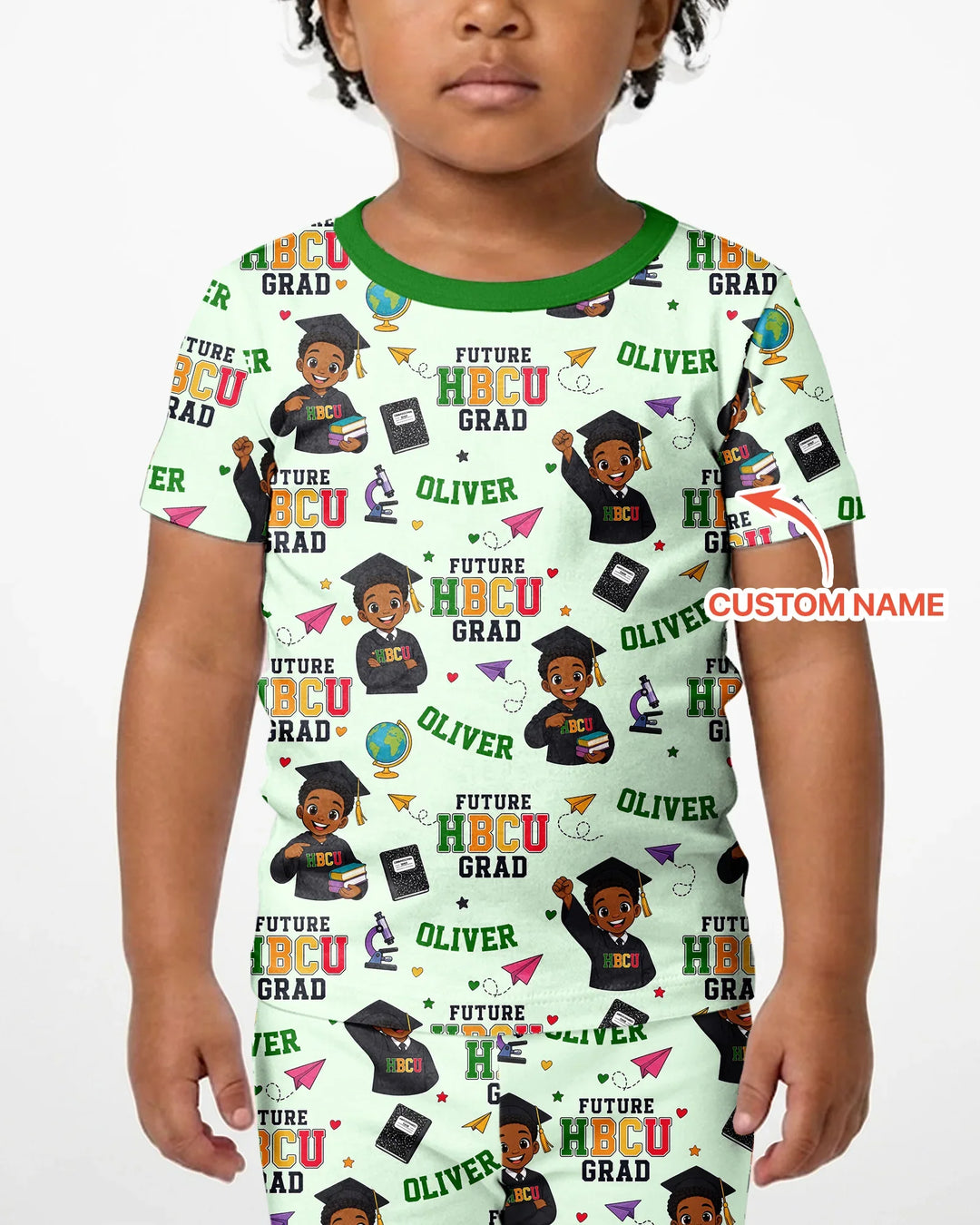 Custom Name Future HBCU Grad Bamboo Two Piece Short Sleeve Shorts Pajama Set