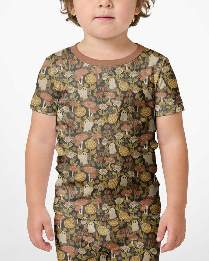 Ghost Garden Dark Autumn Bamboo Two Piece Short Sleeve Shorts Pajama Set