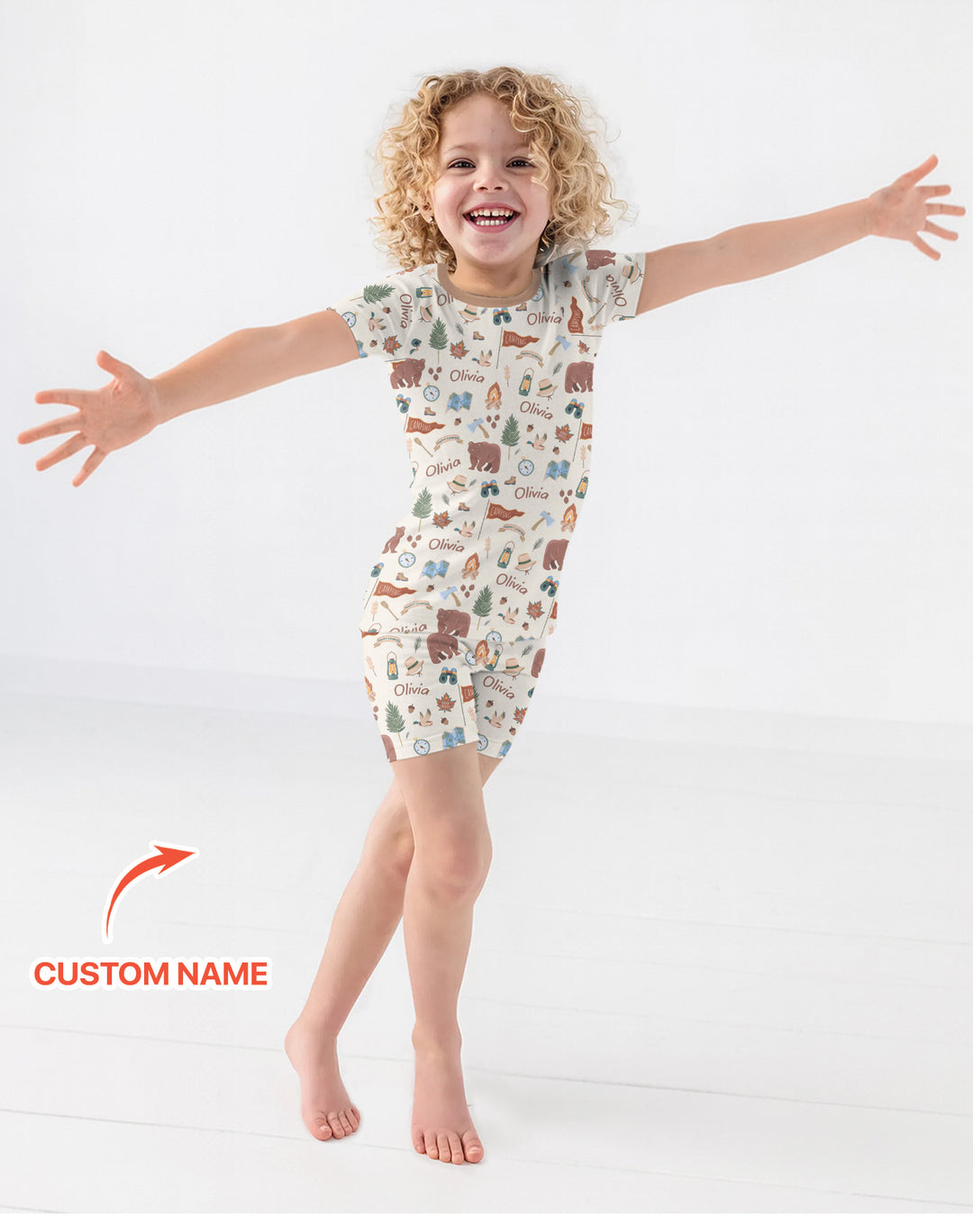 Custom Name Adventure Outdoors Bamboo Two Piece Short Sleeve Shorts Pajama Set