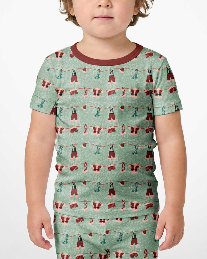 Santa In The Snow Bamboo Two Piece Short Sleeve Shorts Pajama Set