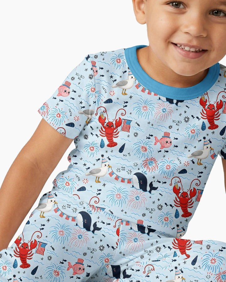 Celebrate 4th of July Family Matching Bamboo Two Piece Short Sleeve Pajama Set