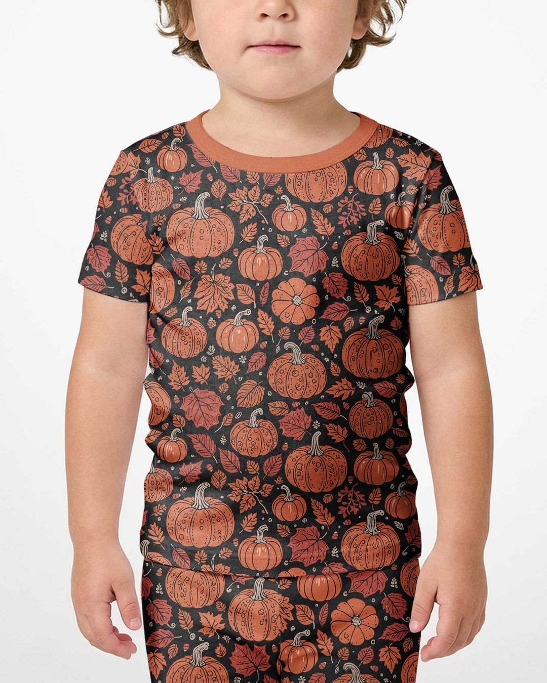 Retro Halloween Pumpkins Bamboo Two Piece Short Sleeve Shorts Pajama Set